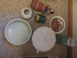 lot 86 image: Lidded colored glass jars, lidded c...