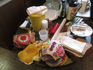 lot 103 image: Vintage coffee servers, candle hold...