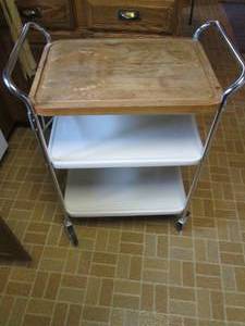 lot 111 image: Vintage metal butler style cart wit...
