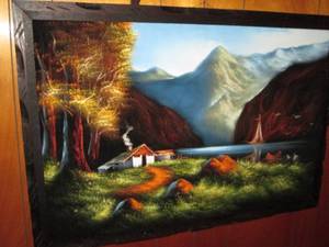 lot 142 image: Vintage framed oil painting on Canv...