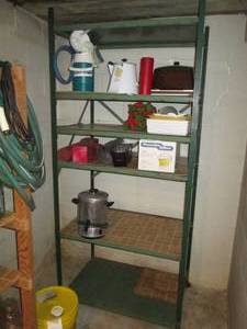 lot 181 image: Large sturdy Metal shelving unit ap...