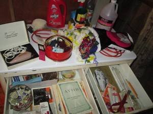 lot 202 image: Sewing notions, craft supplies with...