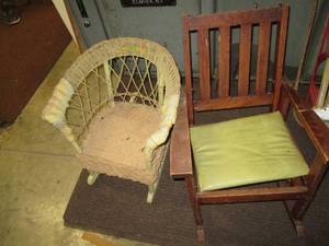 lot 233 image: Vintage Child size outdoor rocking ...