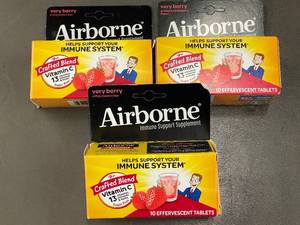lot 29 image: Set of 3 Airborne Very Berry Immune Support Supplements with Vitamin C