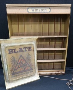 lot 13 image: BLATZ BEER SIGN   WINSTON METAL CASE