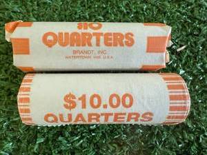 lot 8 image: 2 Uncirculated Rolls of ND Commemorative Quarters