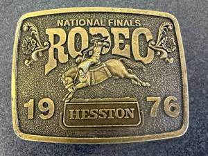 lot 32 image: 1976 Hesston National Finals Rodeo Belt Buckle