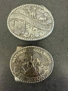 lot 38 image: 2 Different 1988 Hesston National Finals Rodeo Belt Buckles