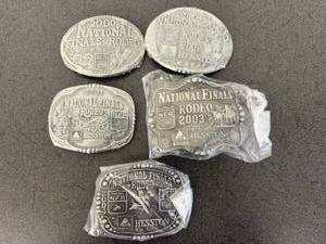 lot 43 image: 2000-2004 Hesston National Finals Rodeo Belt Buckles