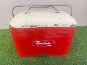 lot 82 image: Vintage Metal Camp Cooler by Kwik-Way Mfg