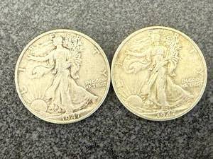 lot 149 image: 2 1947 Walking Liberty Half Dollars