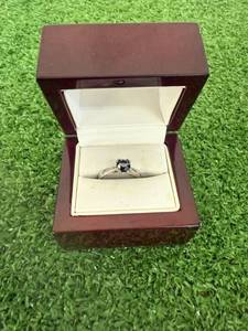 Platinum (950) Engagement Ring With Solitaire 1.14 Round Cut Black Diamond, Size 6.5