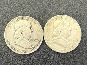 lot 154 image: 1953 & 1954 Franklin Half Dollars