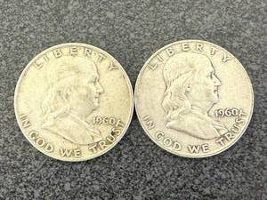lot 156 image: 2 1960 Franklin Half Dollars