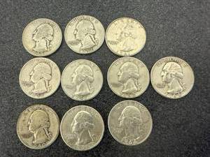 lot 158 image: 10 Silver Washington Quarters