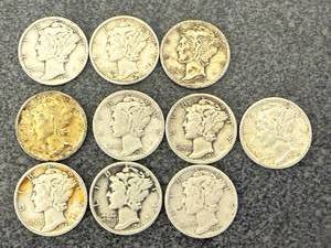 lot 167 image: 10 Mercury Dimes
