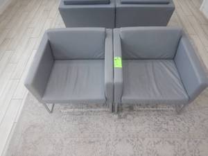 (2) Faux Leather Waiting Chairs
