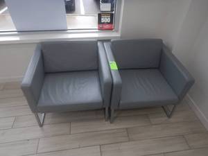 lot 3 image: (2) Faux Leather Waiting Chairs