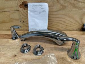 lot 109 image: Kohler K-T15294 Coralais 4 78 Inch Three Hole Deck Mount Tub Filler with Lever Handles - Polished Chrome