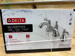 lot 113 image: Delta 35713LF-ECO Silverton 8 Widespread 2-Handle Bathroom Faucet Chrome