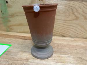lot 118 image: TIN PEDESTAL VASE TERRACOTTA GRAY