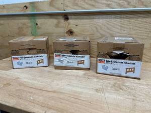 lot 129 image: SIMPSON STRONG-TIE Lot of 3 Boxes of- HH4 Header Hangers (20 per box)