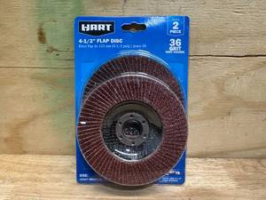 lot 135 image: (2-Pk) HART Wood Metal HEAVY REMOVAL 36 GRIT VERY COARSE 4-12 FLAP DISC  NEW