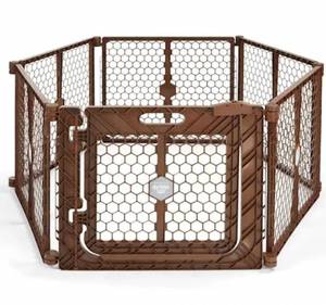 lot 80 image: Essentials in The Zone Brown Convertible Plastic Pet Gate & Play Pen