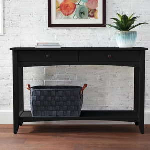 lot 30 image: StyleWell Cedar Springs Charcoal Black 2-Drawer Wood Console Table (47.5 in. W x 30 in. H)