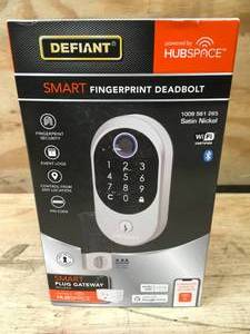 lot 42 image: Defiant Smart Fingerprint Deadbolt (Satin Nickel)
