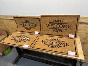 lot 151 image: Lot of 4- Welcome Natural 18 in. x 30 in. Coir Non-Slip Indoor Outdoor Door Mats