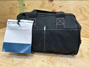 lot 156 image: 12-Inch Black Tool Storage Bag With Zipper - Double Wall Construction -9x12x7