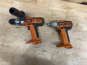 lot 161 image: Ridgid 18V Cordless 14 in. Impact Driver (Tool Only) and Ridgid R83001 38 14.4V 2 Speed Reversible Drill-Driver Bare Tool