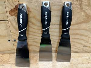 lot 166 image: HUSKY Lot of 3-  2 in. Putty Knives with Flexible Stainless Steel Blade