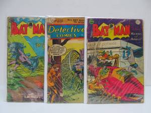lot 28 image: Lot of 3 1950s BATMAN Comics (Fair Condition)