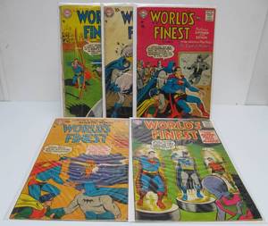 lot 32 image: Lot of 5 1950s Worlds Finest BATMAN & SUPERMAN Comics 1957-58
