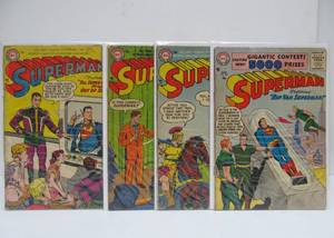 lot 40 image: Lot of 4 1950s DC SUPERMAN Comics 1955-1956
