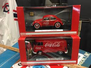 lot 110 image: 2 Licensed Coca Cola Volkswagen 124 Die Cast