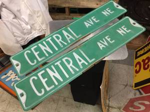 lot 115 image: 2 Vintage Embossed Central Ave - Metal Street Signs 30 x 6