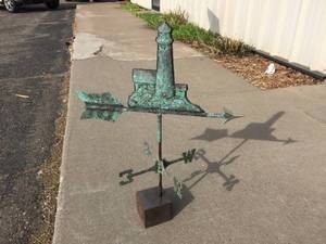 lot 132 image: Vintage Copper-Lighthouse-Weathervane - 27 Tall