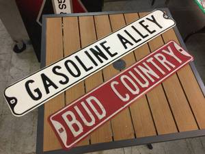lot 154 image: Bud Country - Gasoline Alley - Embossed Metal Street Signs