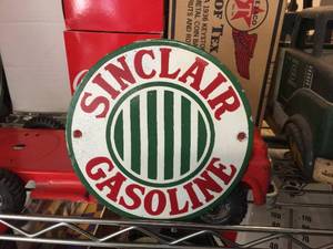 Nifty Vintage Sinclair Gasoline - 6" Porcelain Badge - Sign - Emblem
