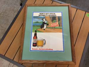 lot 176 image: Hamms Framed & Matted Vintage In-Store Advertiser - 17 34 x 21 34