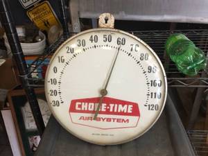 lot 206 image: Vintage Chore-Time Air System Advertiser Thermometer 12 14