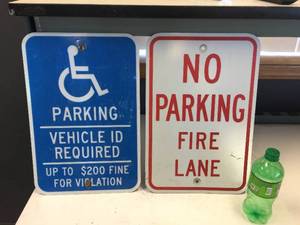 lot 227 image: NO PARKING & Handicap Parking Signs - 12 x 18