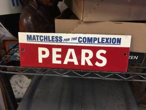 lot 228 image: Vintage PEARS - Metal Porcelain SignName Plate - 12 x 4