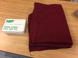 lot 235 image: Vintage NSP First Aid Kit & Wool Blanket