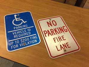 lot 262 image: NO PARKING & Handicap Parking Signs - 12 x 18