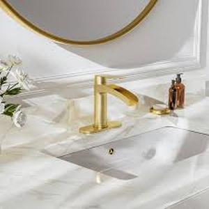 Phiestina Single Handle Waterfall Faucet for Bathroom Sink in Brushed Gold Finish   Customer Returns See Pictures