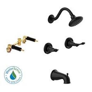 Design House Oakmont 2-Handle 1-Spray Tub and Shower Faucet in Matte Black (Valve Included)   Customer Returns See Pictures